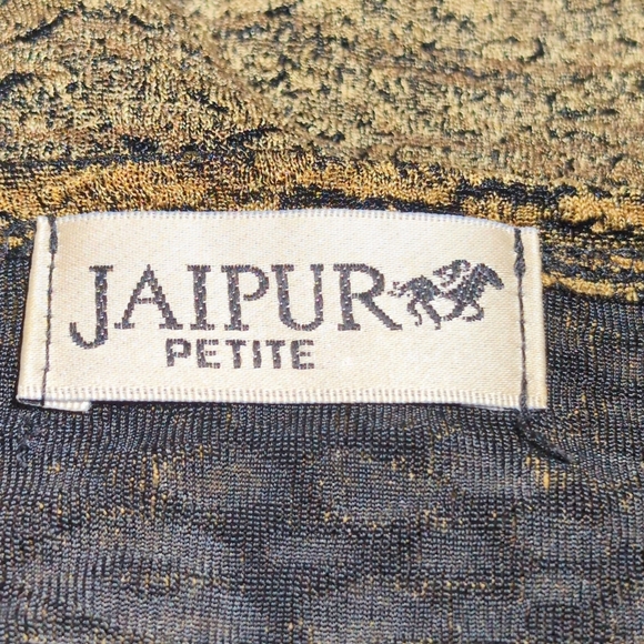 Jaipur Petite Sz PM Striped Long Sleeve Top - Gold and Black - Picture 4 of 5